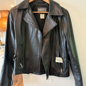 Roots Women's Classic Black Leather Jacket